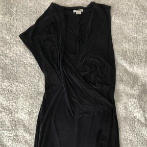 Helmut Lang Black Asymmetrical Drape Dress